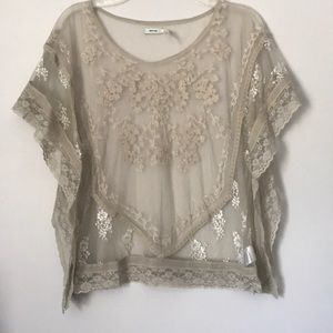 Lace kimono sheer blouse